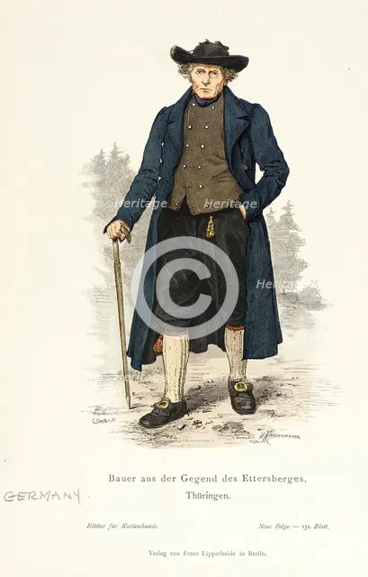 Costume Plate (Bauer aus der Gegend des Ettersberges, Thüringen), 19th century. Creators: Streller, Wilhelm Gustav Friedrich Hasemann.