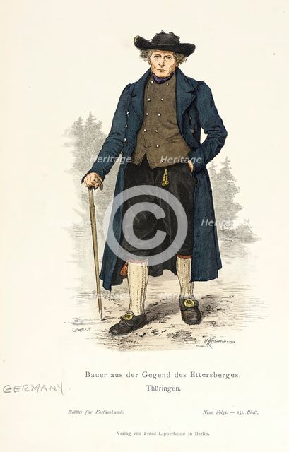 Costume Plate (Bauer aus der Gegend des Ettersberges, Thüringen), 19th century. Creators: Streller, Wilhelm Gustav Friedrich Hasemann.