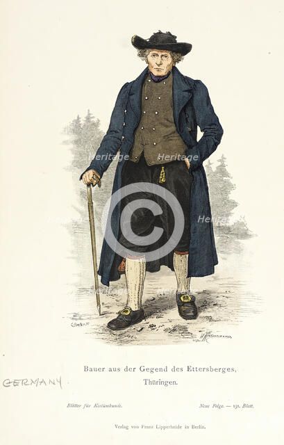 Costume Plate (Bauer aus der Gegend des Ettersberges, Thüringen), 19th century. Creators: Streller, Wilhelm Gustav Friedrich Hasemann.
