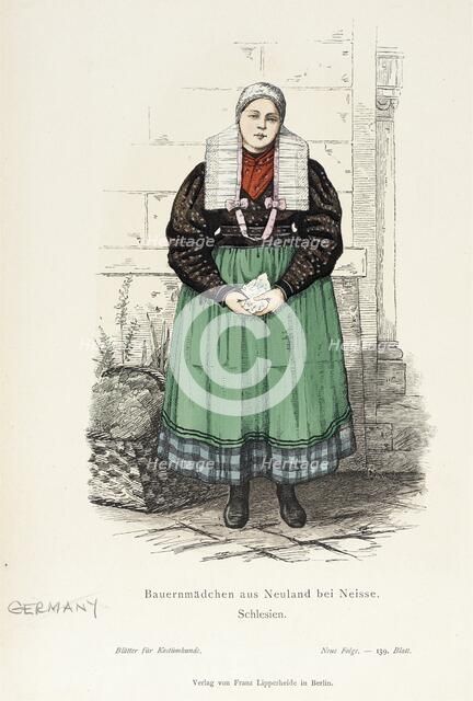 Costume Plate (Bauernmädchen aus Neuland bei Neisse, Schlesien), 19th century. Creator: Unknown.