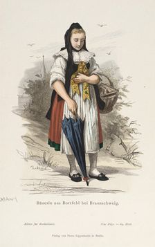 Costume Plate (Bäuerin aus Bortfeld bei Braunschweig), 19th century. Creators: Berhard Plockhorst, R. Henkel