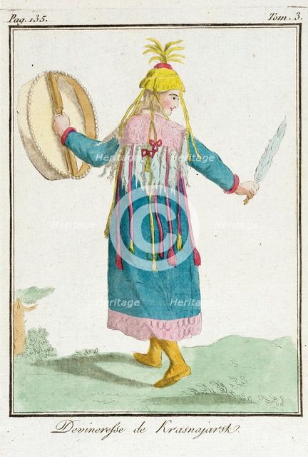 Costume Plate (Devineresse de Krasnajarsk), late 18th to early 19th century. Creator: Jacques Grasset de Saint-Sauveur.