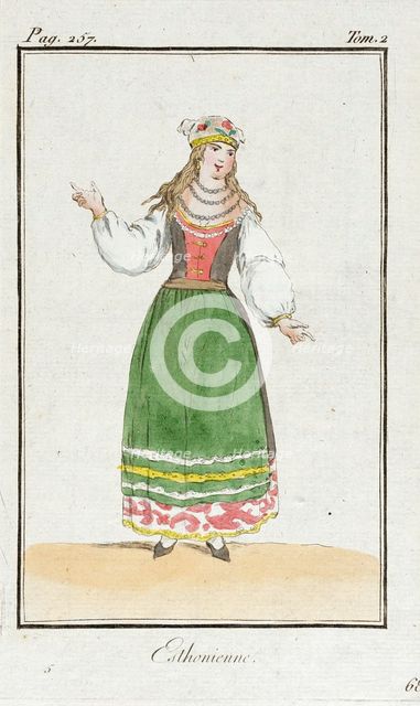 Costume Plate (Esthonienne), late 18th to early 19th century. Creator: Jacques Grasset de Saint-Sauveur.