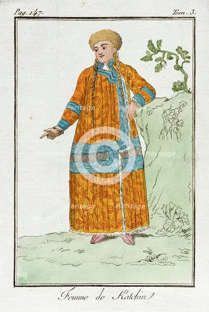 Costume Plate (Femme de Katchin), Late 18th to early 19th century. Creators: Jacques Grasset de Saint-Sauveur, LF Labrousse.