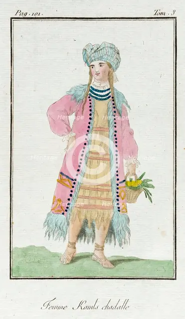 Costume Plate (Femme Kamls chadalle), Late 18th to early 19th century. Creators: Jacques Grasset de Saint-Sauveur, LF Labrousse.