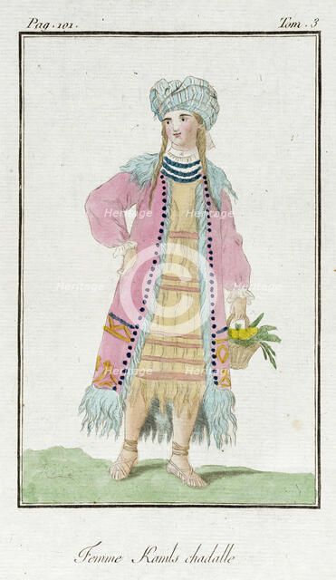 Costume Plate (Femme Kamls chadalle), Late 18th to early 19th century. Creators: Jacques Grasset de Saint-Sauveur, LF Labrousse.