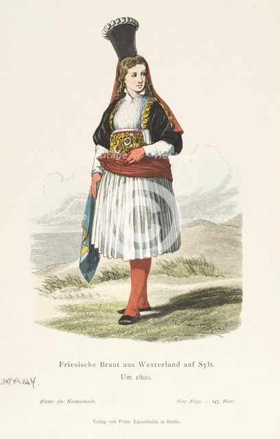 Costume Plate (Friesische Braut aus Westerland auf Sylt), 1800. Creator: Unknown.