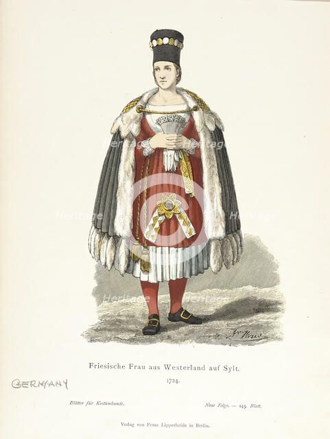 Costume Plate (Friesische Frau aus Westerland auf Sylt), 19th century. Creator: Unknown.
