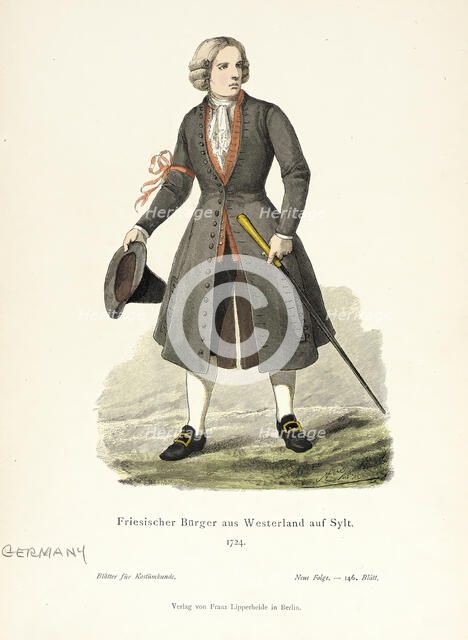 Costume Plate (Friesischer Bürger aus Westerland auf Sylt), 19th century. Creator: Unknown.