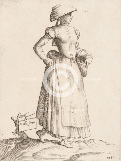 Costume Plate: Galla Serva, ca. 1557-58. Creator: Enea Vico.