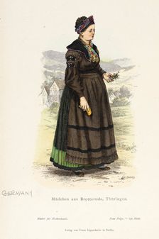 Costume Plate (Mädchen aus Brotterode, Thüringen), 19th century. Creators: Carl Streller, Wilhelm Gustav Friedrich Hasemann