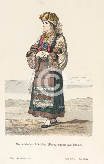 Costume Plate (Morlachisches Mädchen (Brautkostüm) aus Istrien), 19th century. Creator: Unknown.