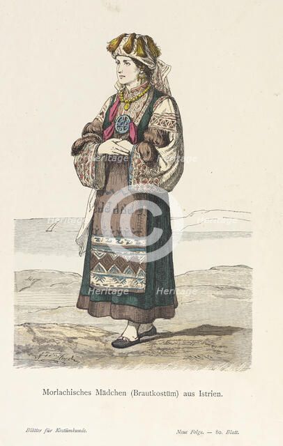 Costume Plate (Morlachisches Mädchen (Brautkostüm) aus Istrien), 19th century. Creator: Unknown.