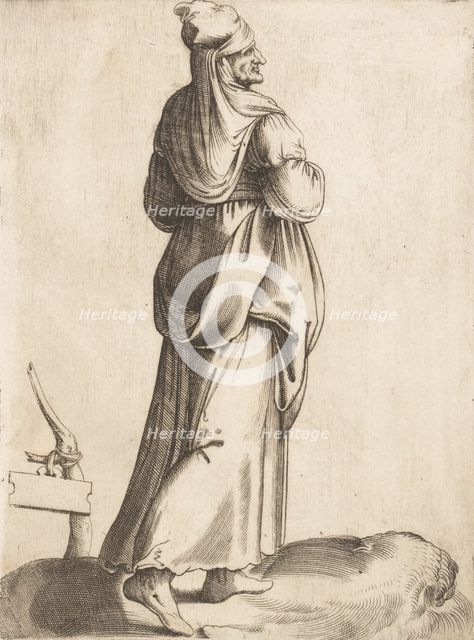 Costume Plate: Peasant Woman from Spain, ca. 1555-58. Creator: Enea Vico.