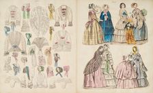 Costume plates, 1848, 1851. Creator: Unknown