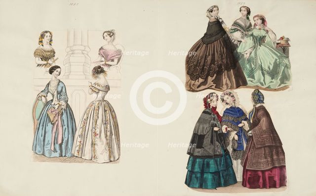 Costume plates, 1852 - 1853. Creator: Unknown.