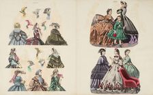 Costume plates, 1858, 1864. Creator: Unknown