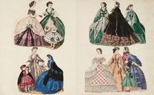 Costume plates, 1860-1861. Creator: Unknown