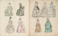 Costume plates, 1837, 1840. Creator: Unknown