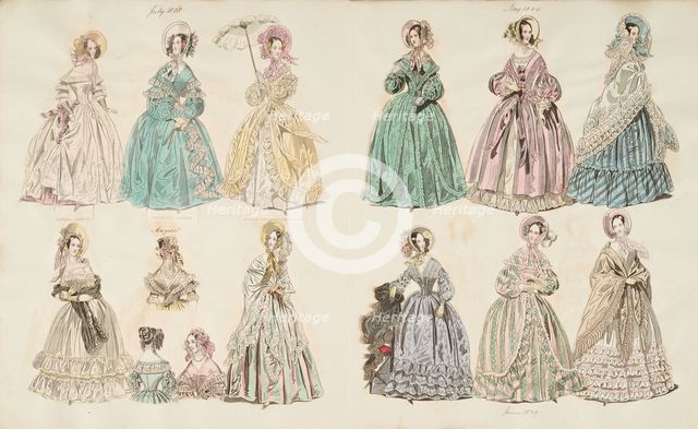 Costume plates,1838-1839. Creator: Unknown.