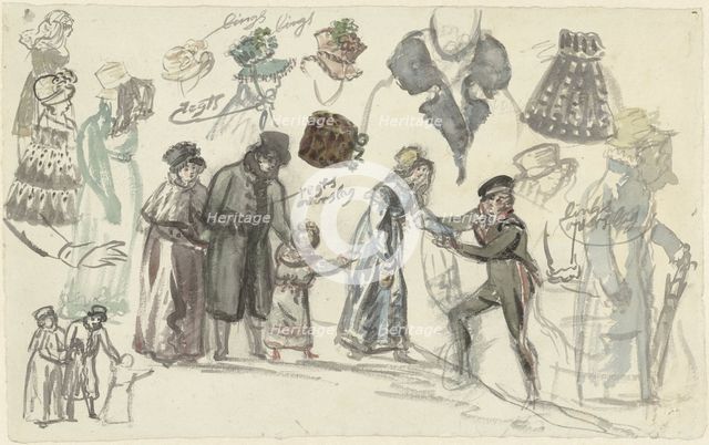 Costume Studies of a Lady and a Gentleman, 1770-1825. Creator: Simon Andreas Krausz.
