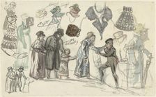 Costume Studies of a Lady and a Gentleman, 1770-1825. Creator: Simon Andreas Krausz