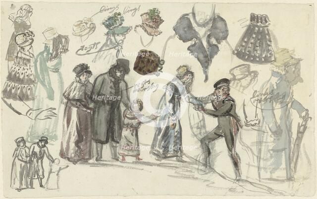 Costume Studies of a Lady and a Gentleman, 1770-1825. Creator: Simon Andreas Krausz.