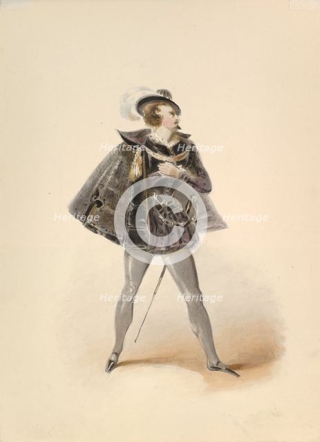 Costume Study for Belmonte in the "Abduction from the Seraglio" by W.A. Mozart, ca. 1830-50. Creator: Johann Georg Christoph Fries.