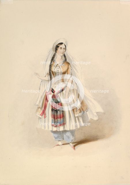 Costume Study for Blonde in the "Abduction from the Seraglio" by W.A. Mozart, ca. 1830-50. Creator: Johann Georg Christoph Fries.