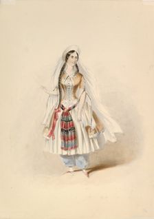 Costume Study for Blonde in the "Abduction from the Seraglio" by W.A. Mozart, ca. 1830-50. Creator: Johann Georg Christoph Fries