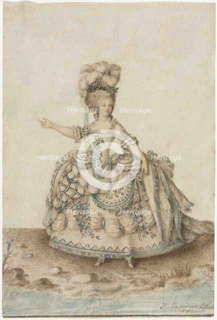 Costume Study for Opera Singer, 1781. Creator: Jean Michel Moreau le Jeune (French, 1741-1814).