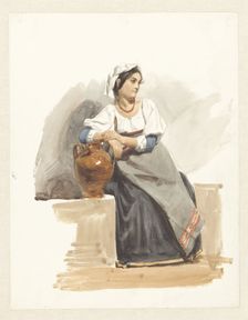 Costume study of an Italian girl, 1825-1873. Creator: Pierre Louis Dubourcq