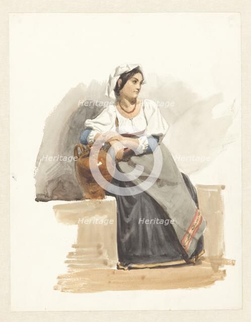 Costume study of an Italian girl, 1825-1873. Creator: Pierre Louis Dubourcq.