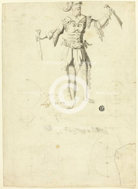 Costumed Man Carrying Two Swords, n.d. Creator: Unknown.