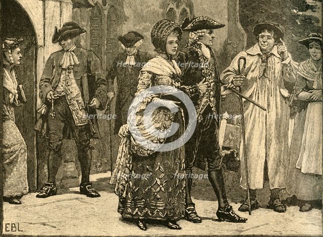 Costumes at the beginning of George III's reign, early 1760s (c1890). Creator: Edmund Blair Leighton.