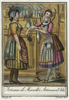 Costumes de Différent Pays, Artisanne de Marseille/ Artisanne d'Arles c1797. Creator: Jacques Grasset de Saint-Sauveur