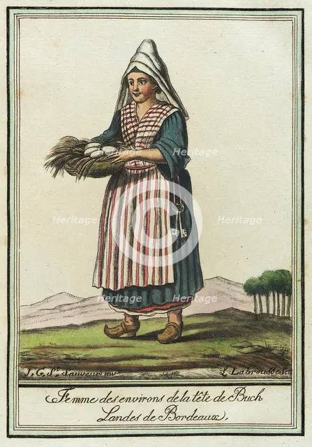 Costumes de Différent Pays, 'Femme des Environs de la Tête de Buch Landes de Bordeaux', c1797. Creator: Jacques Grasset de Saint-Sauveur.