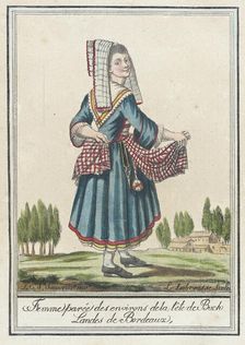 Costumes de Différent Pays, Femme Parée des Environs de la Tête de Buch Landes de Bordeaux c1797. Creators: Jacques Grasset de Saint-Sauveur, LF Labrousse