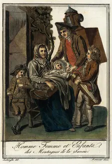 Costumes de Différent Pays, Homme Femme et Enfants des Montagnes de la Savoie c1797. Creators: Jacques Grasset de Saint-Sauveur, LF Labrousse