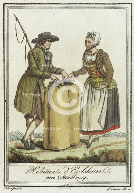 Costumes de Différent Pays, 'Habitants d'Egelshaïm près Strasbourg', c1797. Creators: Jacques Grasset de Saint-Sauveur, LF Labrousse.