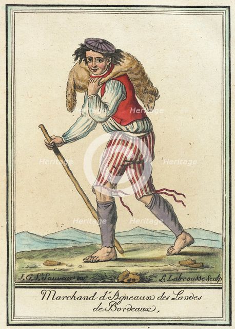 Costumes de Différent Pays, 'Marchand d'Agneaux des Landes de Bordeaux', c1797. Creators: Jacques Grasset de Saint-Sauveur, LF Labrousse.
