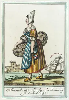 Costumes de Différent Pays, Marchande d'huitres des Environs de la Rochelle c1797. Creator: Jacques Grasset de Saint-Sauveur