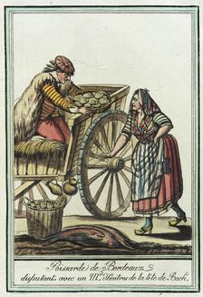 Costumes de Différent Pays, Poissarde de Bordeaux disputant avec un Md. l'huitres de la..., c1797. Creators: Jacques Grasset de Saint-Sauveur, LF Labrousse