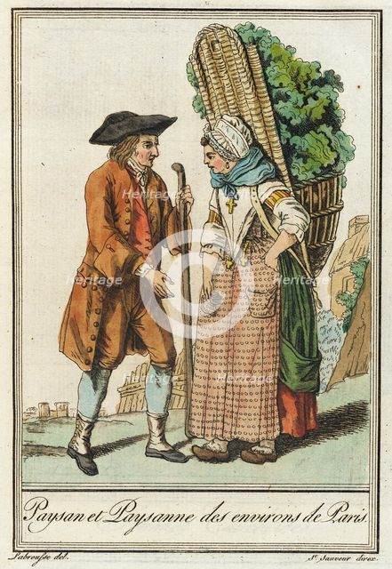 Costumes de Différent Pays, 'Paysan et Paysanne des environs de Paris.', c1797. Creator: Jacques Grasset de Saint-Sauveur.
