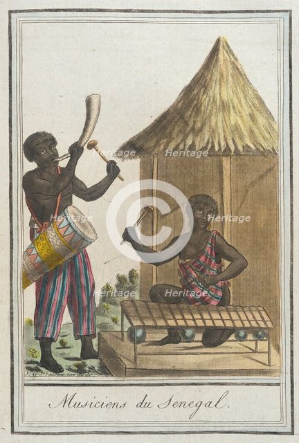 Costumes de Différents Pays, 'Musiciens du Senegal', c1797. Creators: Jacques Grasset de Saint-Sauveur, LF Labrousse.