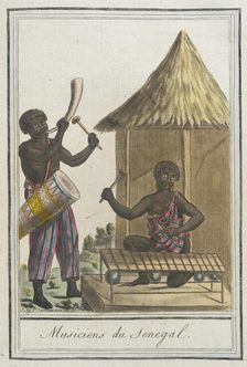 Costumes de Différents Pays, Musiciens du Senegal c1797. Creators: Jacques Grasset de Saint-Sauveur, LF Labrousse