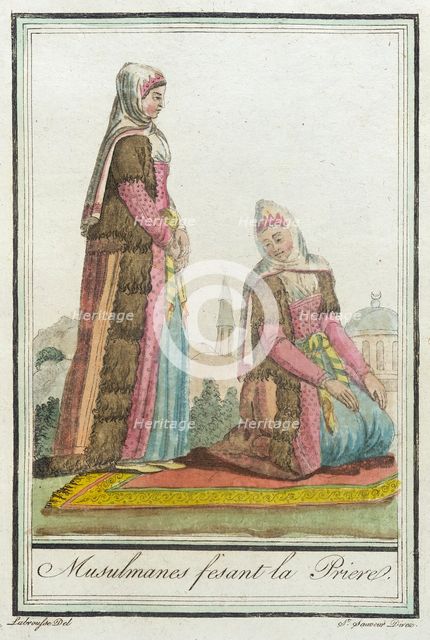 Costumes de Différents Pays, 'Musulmanes Fesant la Priere', c1797. Creators: Jacques Grasset de Saint-Sauveur, LF Labrousse.