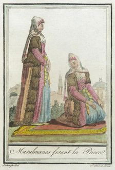Costumes de Différents Pays, Musulmanes Fesant la Priere c1797. Creators: Jacques Grasset de Saint-Sauveur, LF Labrousse