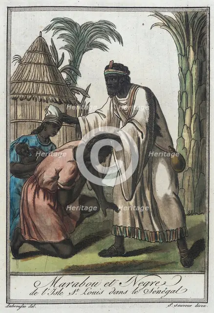 Costumes de Différents Pays, 'Marabou et Negre de l'Isle St. Louis dans le Sénégal', c1797. Creator: Jacques Grasset de Saint-Sauveur.