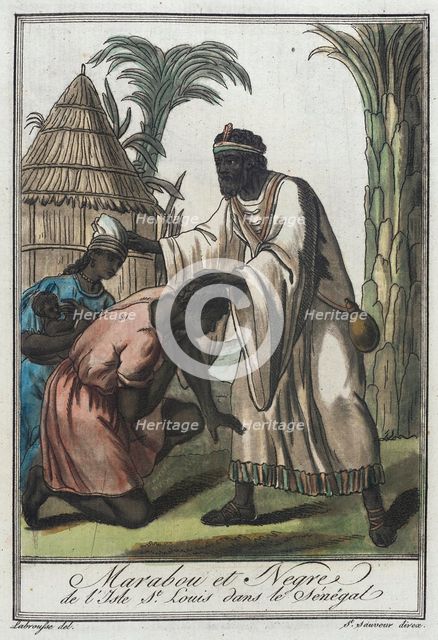 Costumes de Différents Pays, 'Marabou et Negre de l'Isle St. Louis dans le Sénégal', c1797. Creator: Jacques Grasset de Saint-Sauveur.